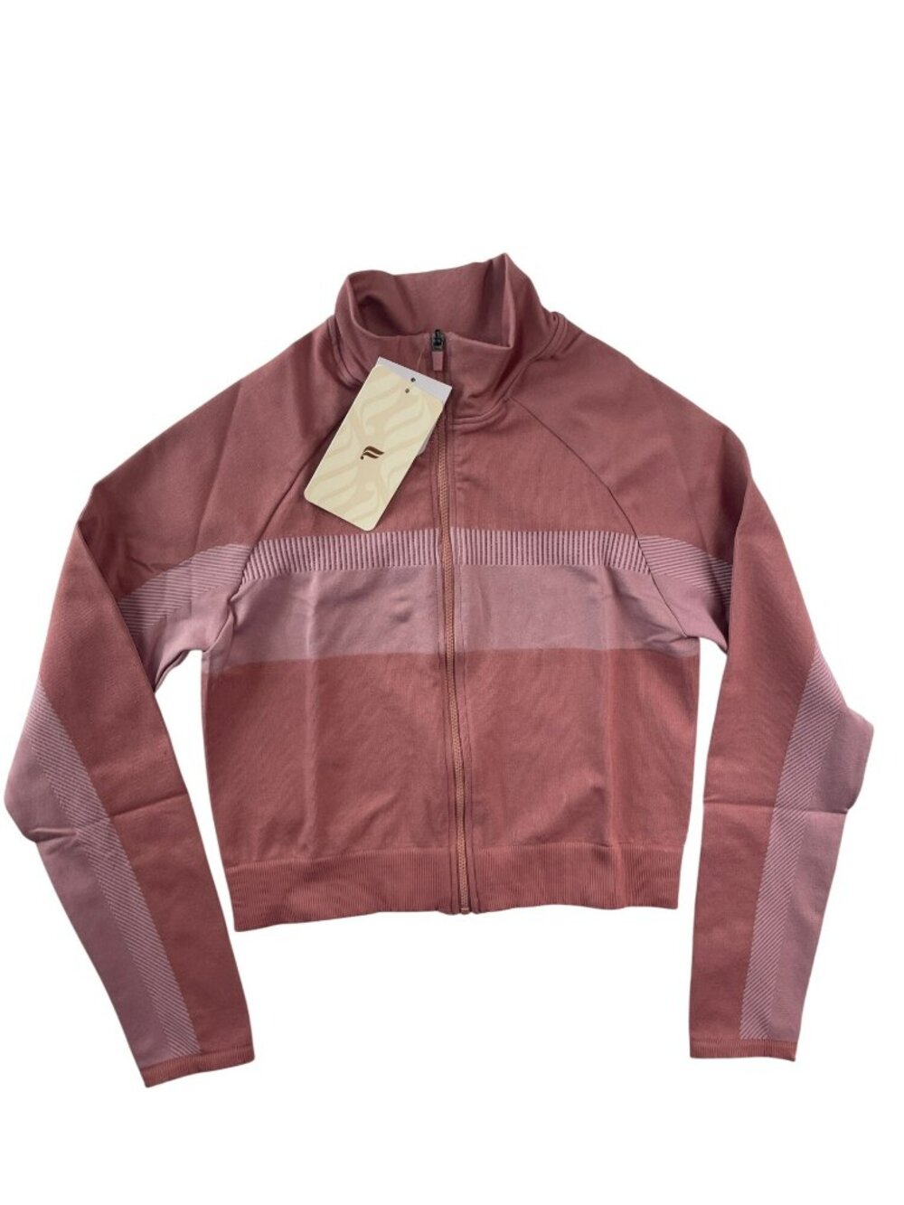 Fabletics Tory Cropped Seamless Jacket Mock-Neck Rose Pink Girls Size L (10) NWT